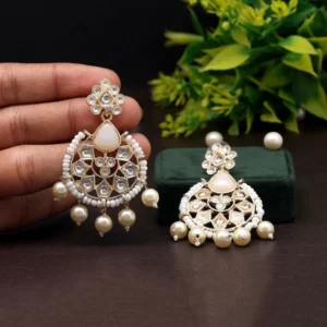 White Chandbali Earrings
